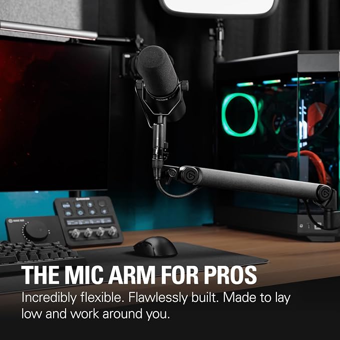 Elgato Wave Mic Arm Pro - 360° Rotatable Low Profile Gas Spring Microphone Arm, Works with Elgato Mics/Shure SM7B/HyperX QuadCast/Rode/Blue Yeti & more – For Broadcasting/Podcasting/Streaming