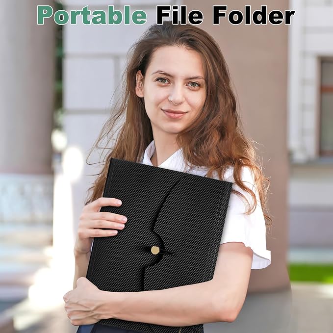 Sooez 7 Pocket Accordion File Organizer, Premium Expanding File Folder, Letter Size Folders for Documents, Sleek Filing Folders with Bungee Closure, Portable Folders for School Office Supplies, Grey