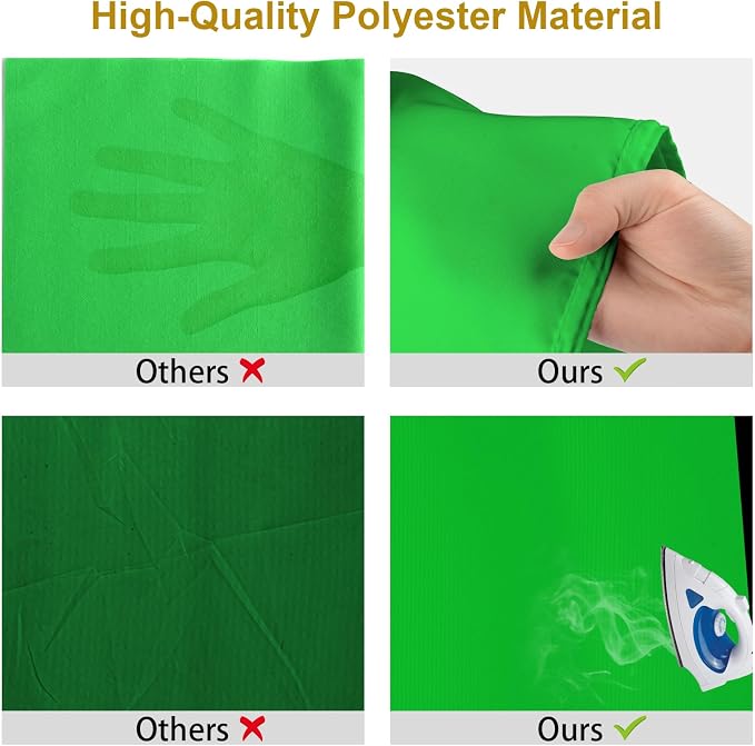UTEBIT Green Screen Backdrop, 3.3X5 ft Photography Chroma Key Greenscreen Background Sheet for Background Removal,Thick Polyester Fabric Cloth Sheet for Photoshoot Video, Live Streaming(Backdrop Only)