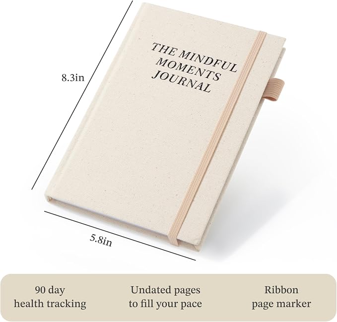 5 MINUTES A DAY Mental Health Journal for Women & Men: A Guided Mindfulness & Goal-Setting Workbook to Reduce Stress, Practice Daily Gratitude & Build Self-Care Habits | Linen Hardcover, Beige
