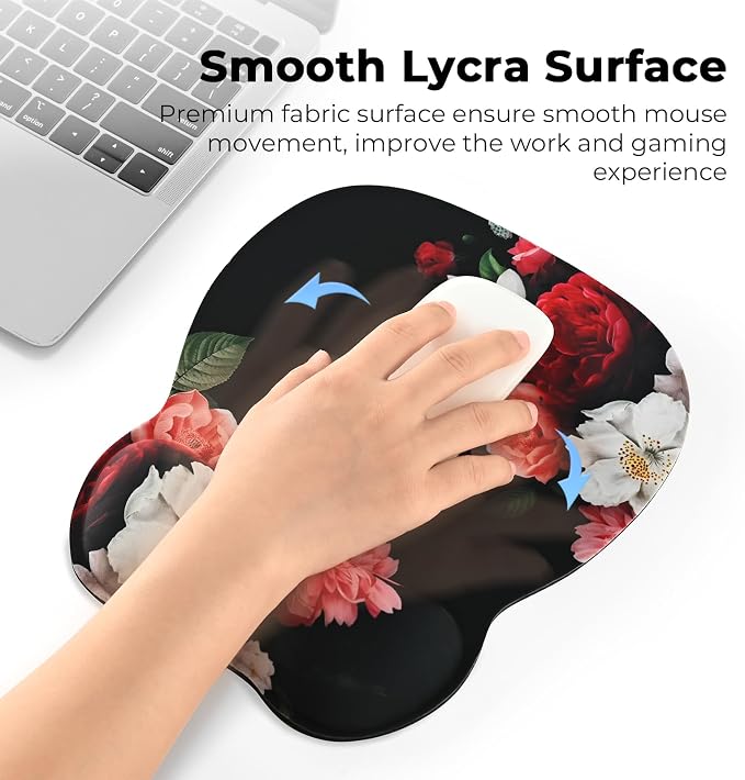 EooCoo Ergonomic Mouse Pad with Wrist Support, Mousepad with Memory Foam Wrist Rest and Non-Slip Base for Computer, Cafe, Home & Office, 9.64 x 8.26 in Office Desk Accessories
