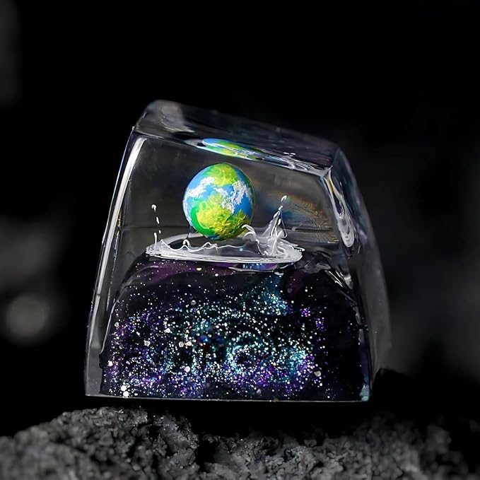 Earth Artisan Keycap Solar System - 1U ESC, R1 SA Profile Custom Handmade Resin Cherry MX Switch Key Cap Mechanical Keyboard, Cool Tech Gifts for Men, Dad, Father's Day, Gamer, Space Lover