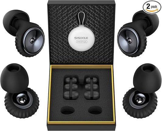 2 Pairs Noise Cancelling Earplugs with Premium Metal Design and Elegant Gift Box,Sleeping, Concerts, Travel, Noise Sensitive People – 35dB Reusable Silicone Earplugs for Men and Women,Black