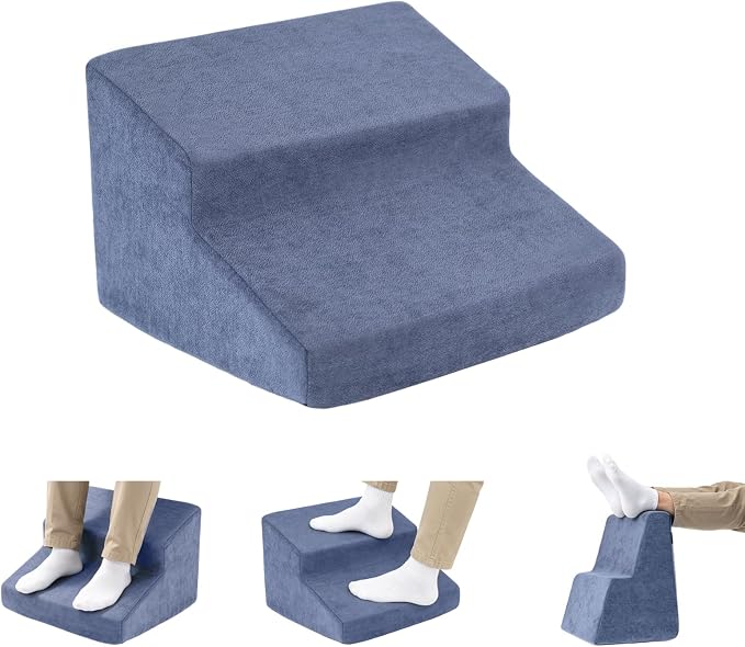 Foot Rest for Under Desk at Work, Ergonomic 2-Height Sponge Foot Stool for Office, Home, Sofa & Gaming Chair, Desk Accessories Footrest Cushion to Support Legs, Relax Ankles & Relieve Pain (B-Blue)