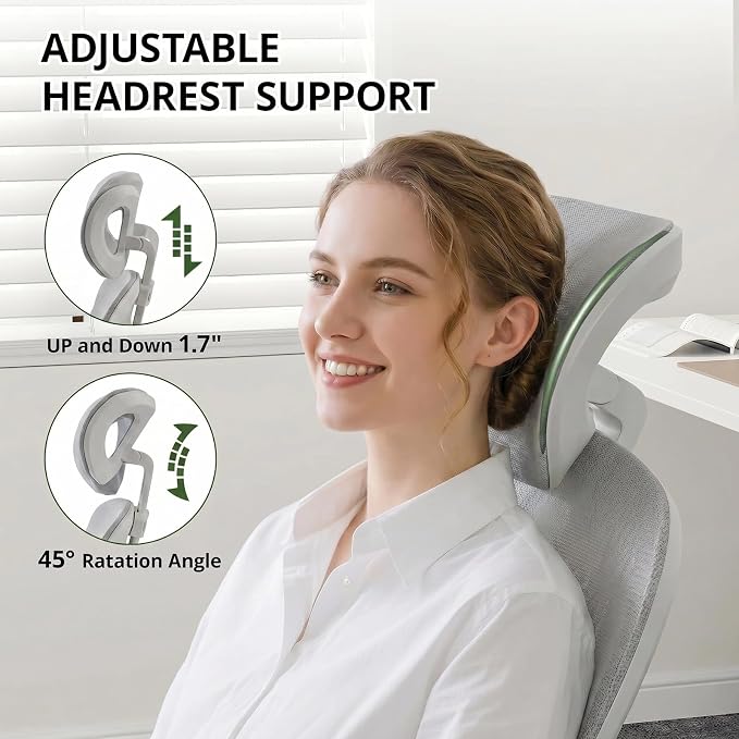 Office Chair, Ergonomic Breathable Mesh Chair,Flip-Up Arms and Adjustable High Back Lumbar Support,Comfy Computer Chair for Home Office (Grey, 407)