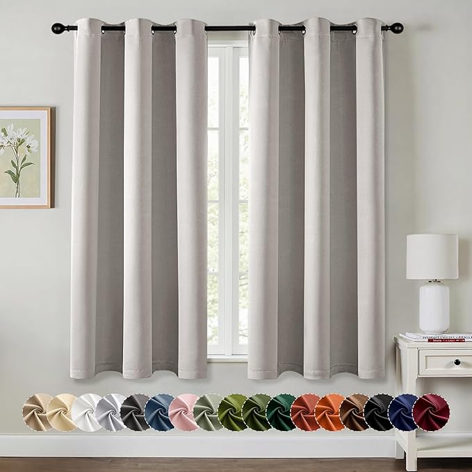 MIULEE Blackout Curtains for Bedroom Living Room 2 Panels, Thermal Insulated Room Darkening Drapes Grommet Noise Reducing Light Blocking Window Treatments 63 Inches Long 40x63 Inch Cobblestone