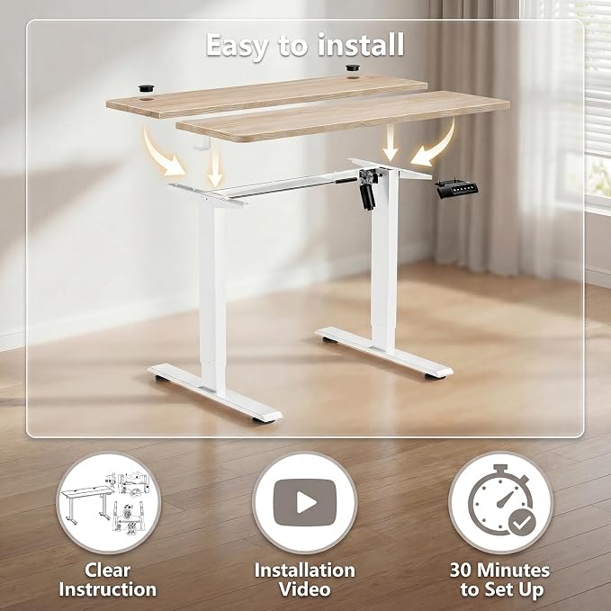 Electric Standing Desk 63 x 24 Inches Adjustable Height Sit Stand Up Desk for Home Office Computer Workstation Memory Preset with Wheels, Oak