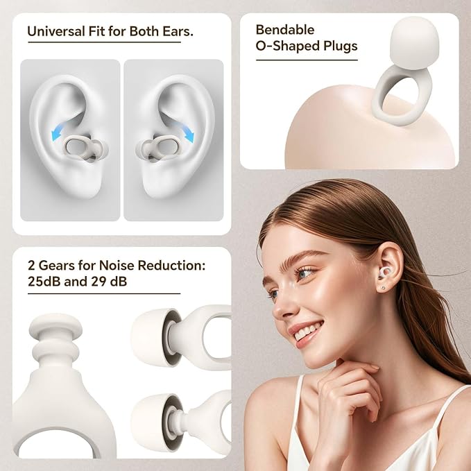 Ear Plugs for Sleeping, 25-29dB Soft Silicone Ear Plugs for Side Sleepers | Moldable Sleeper Friendly Design, Reusable Comfortable Earplugs for Snoring, Travel, Study, Focus, Airplane, Festivals