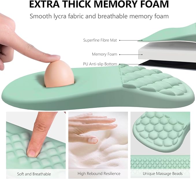 Mouse Pad Wrist Support, Laokiiy 2 in1 Keyboard Wrist Rest+ Ergonomic Mouse Pad, Non-Slip Wrist Rest for Computer Keyboard, Made Easy Typing & Relieve Wrist Pain(Gradient Green)