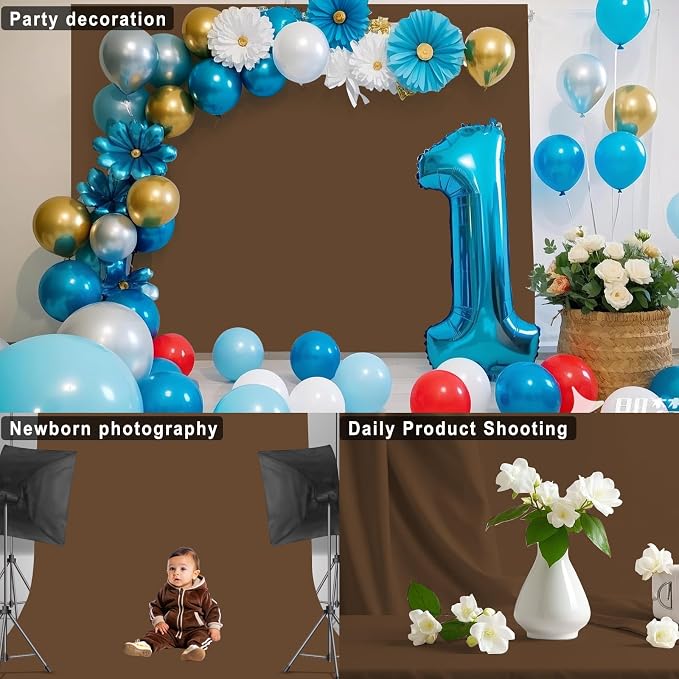 Dark Brown Backdrop for Photoshoot, Professional Photo Backdrop Background Curtain for Product Photography, Portraits, Wedding, Party, Live Streaming Video Recording 7X10 FT