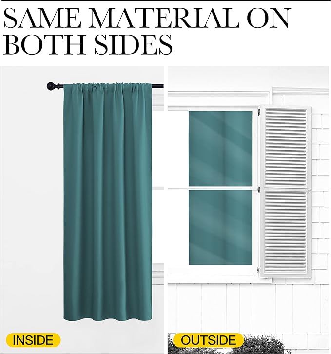 NICETOWN Blackout Curtains for Living Curtains, Sea Teal, 2 Panels, 29 by 30, Room Darkening Window Curtain Panels, Easy-Care Solid Thermal Insulated Draperies/Drapes for Daughter Room