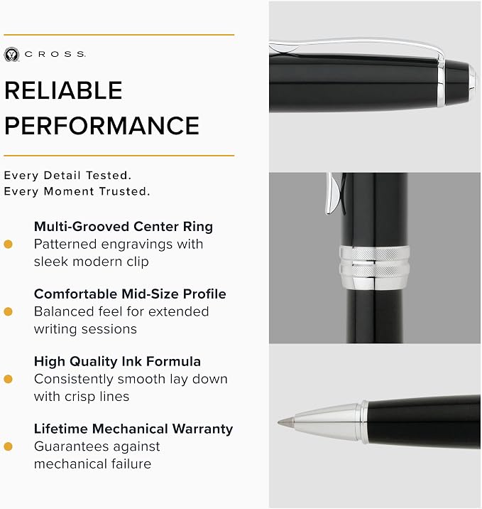 Cross 04557 Bailey Rolling Ball Pen, Black Ink, Black Barrel, Medium