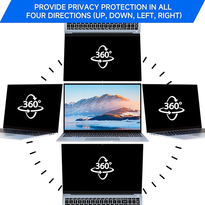 ZOEGAA 4-way 360°Laptop Privacy Screen For 14 Inch 16:9 Computer, Removable Privacy Screen For Laptop Monitor, Anti Glare And Blue Light, Compatible With HP Dell Lenovo Asus Samsung Acer Thinkpad
