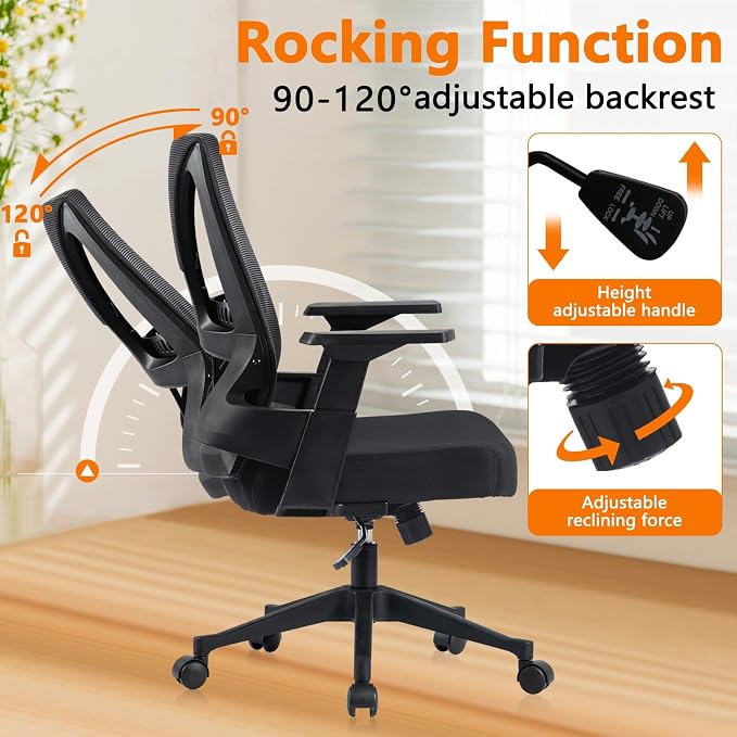 CLATINA 500lbs Big and Tall Office Chair Heavy Duty Mesh Ergonomic Computer Chairs with Adjustable Lumbar Support and Wide Comfy Seat for Home Office Conference Heavy People, Black, 12 Pack