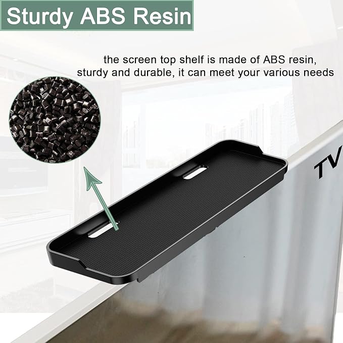 TV Screen Top Shelf Monitor Shelf Adjustable Computer Screen for Office Desk, Cellphone Stand, Media Box, Game Console, Router 11.8 x4.7 inch TV Tray Stand Mount Storage Organizer Bracket