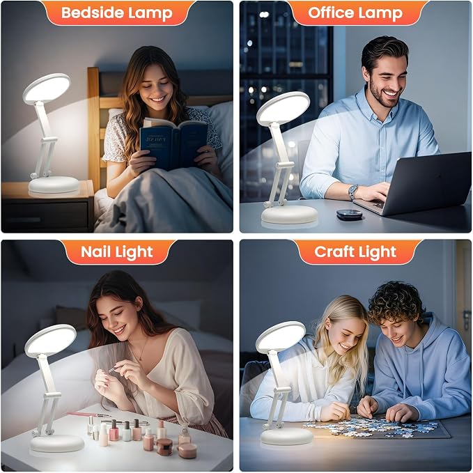 One Fire Rechargeable Table Lamp,Dimmable Cordless Lamp Desk Lamp for Dorm,3600mAh Battery Operated Lamp Rechargeable Lamp,Small Desk Lamp Portable Light for Office/Study/Nail/Craft/Puzzle(Warm Light)