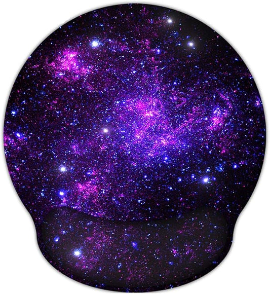 Memory Foam Mouse Pad with Wrist Support,Ergonomic Mouse Pad with Wrist Rest,Non-Slip Rubber Base for Computer Laptop & Mac,Lightweight Rest for Home,Office & Travel (Purple Starry)