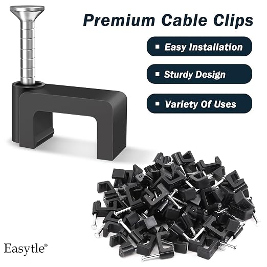 Black Cable Clips Nail in Cable Clip 100 Pcs 8mm Flat Black Ethernet Cable Wall Clips Cable Tacks Coax Clips Speaker Wire Clips Cable Nails for Cords Cat5/Cat5e/Cat6/Cat7 RJ45 Cord Clips