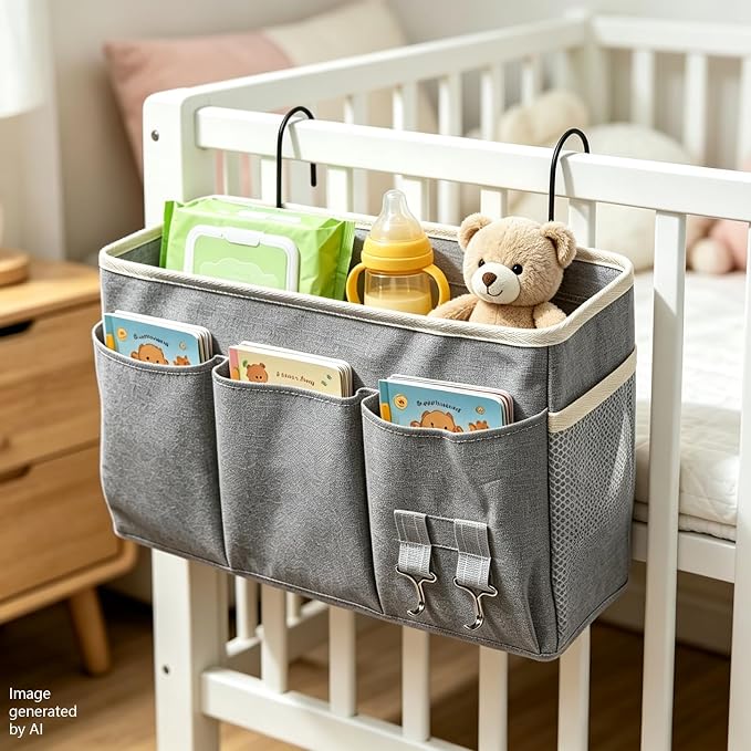 1 Large+1 Small No Drill Bedside Hanging Caddy, Multi-Size Multi-Scene Storage Organizer, House Gift