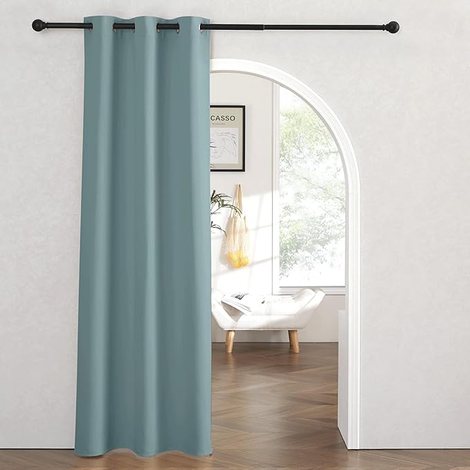 RYB HOME Temporary Doorway Curtains Blackout Privacy Room Divider Curtains Portable Drapes for Closet Wall Panel for Bedroom Living Room Dining Basement Window, W 60 x L 84 inches, Dusty Blue