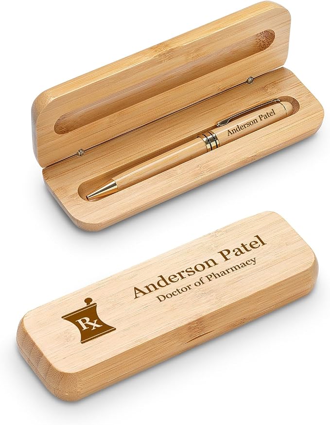 Executive Gift Shoppe | Pharmacist Theme Laser Engraved Bamboo Pen and Box Set