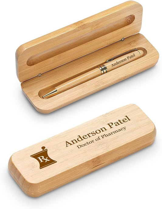 Executive Gift Shoppe | Pharmacist Theme Laser Engraved Bamboo Pen and Box Set
