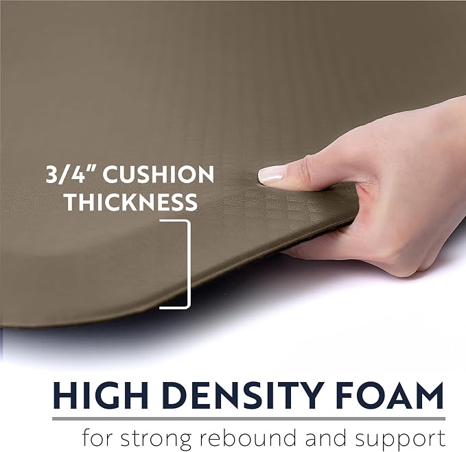 KANGAROO Anti Fatigue Mats for Kitchen Floor, Reduce Foot, Knee, Back Pressure, 3/4 Inch Thick Cushioned Ergonomic Mat, Waterproof Comfort Rug for Under Sink, Standing Desk, Store Floors, 20x32, Beige