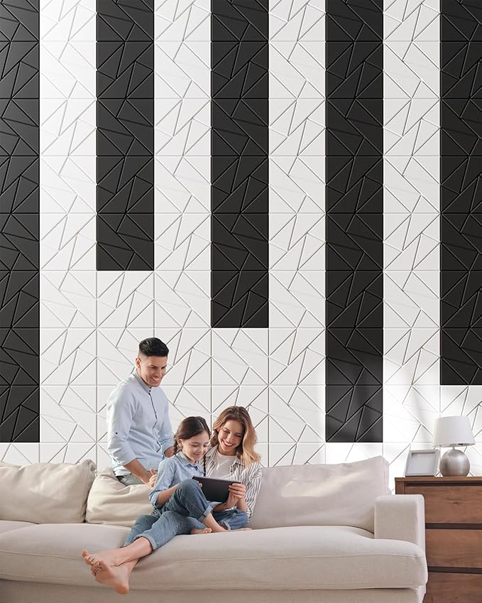 18-Pack Acoustic Panels,12"x12"x0.4" Soundproof Wall Panels, Peel & Stick Sound Proof Foam Panels for Walls, Geometric Noise Reduction Panels for Home Office,Studio (Black)