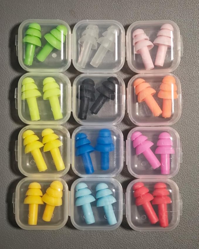 10 Pairs Noise Cancelling Ear Plugs, Premium Soft Silicone, Reusable, Waterproof, Hypoallergenic, Noise Reduction Earplugs for Swimming, Airplanes, Travelling, Sleeping & Snoring (Transparent Color)