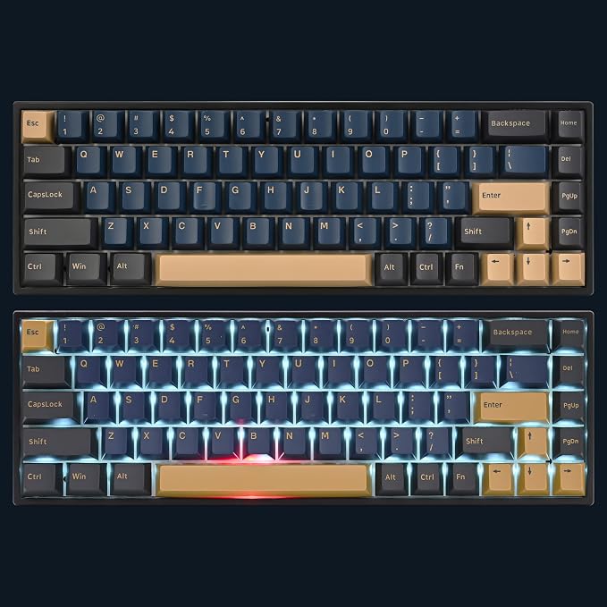 Guffercty kred XDA Profile Minimalist White Keycaps 75 Percent Dye-sub PBT Keyboard Caps with ISO Keys for MAC 60% 65% 75% 96% Mechanical Keyboard (Minimalist-A Japanese) (Blue Samurai)