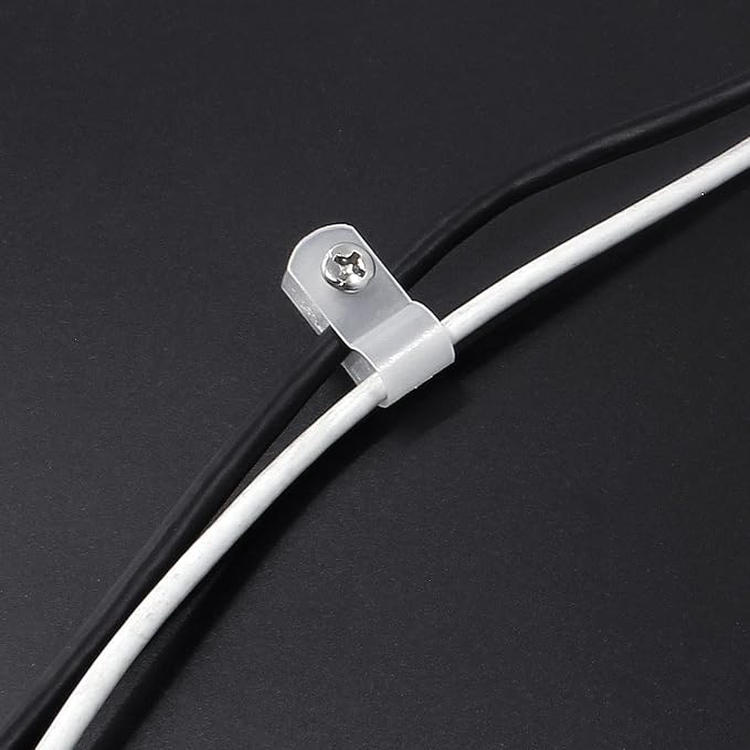 1/4 Inch R-Type Clip Clamp, 100 Pcs | Nylon P-Type Mounting Clips, Cable & Wire Management, Stainless Steel Screws Included