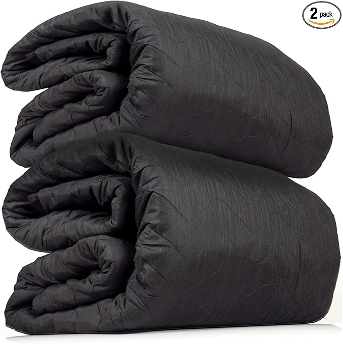 US Cargo Control 96" x 80" Extra Large Sound Dampening Blankets with Grommets (2-Pack), Light Blocking Acoustic Blankets for Wall Hanging and Studios, Machine Washable, 12LBS