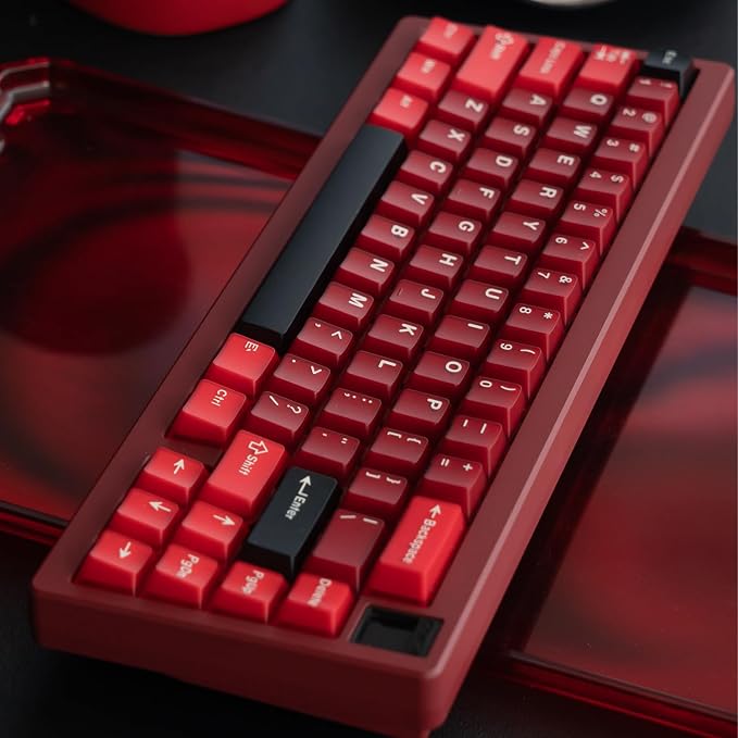 PBT Keycaps Set 164Keys Cherry Profile Red Black Keycaps 60% 65% 75% 100% Dye Sublimation Costom Key caps for Cherry Gateron MX Switches Mechanical Keyboards