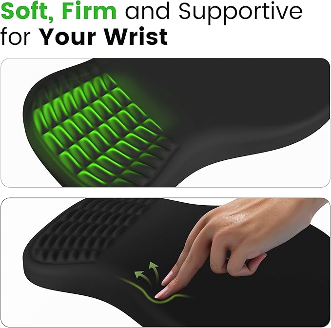 MEKASS Ergonomic Mouse Pad with Wrist Rest, Memory Foam Mousepad for Carpal Tunnel Pain Relief, Desk Computer Wrist Support Mouse Pad with Non-Slip PU Base for Office Home (Army Green)