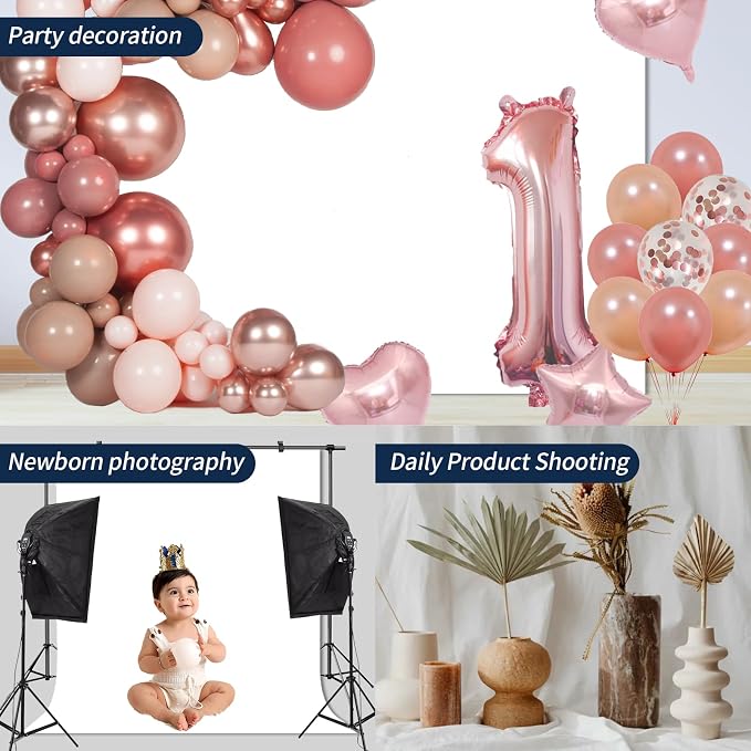 White Backdrop Background for Photography Photo Booth Backdrop for Photoshoot Background Screen Video Recording Parties Curtain 5x7FT