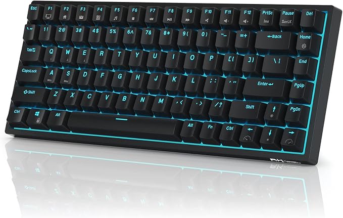 RK ROYAL KLUDGE RK84 Blue Backlit 75% Triple Mode BT5.0/2.4G/USB-C Hot Swappable Mechanical Keyboard, 84 Keys Tenkeyless Mechanical Keyboard w/Detachable Frame & Programmable Software, Blue Switch