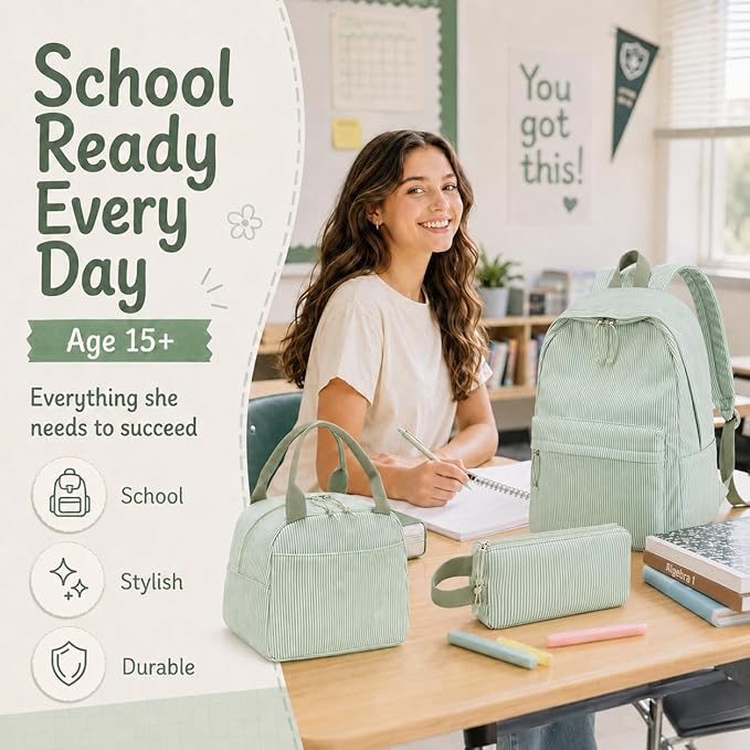 BTOOP School Backpacks for Teen Girls Bookbags Lightweight Kids Backpack School Bags Set with Lunch Box Pencil Case