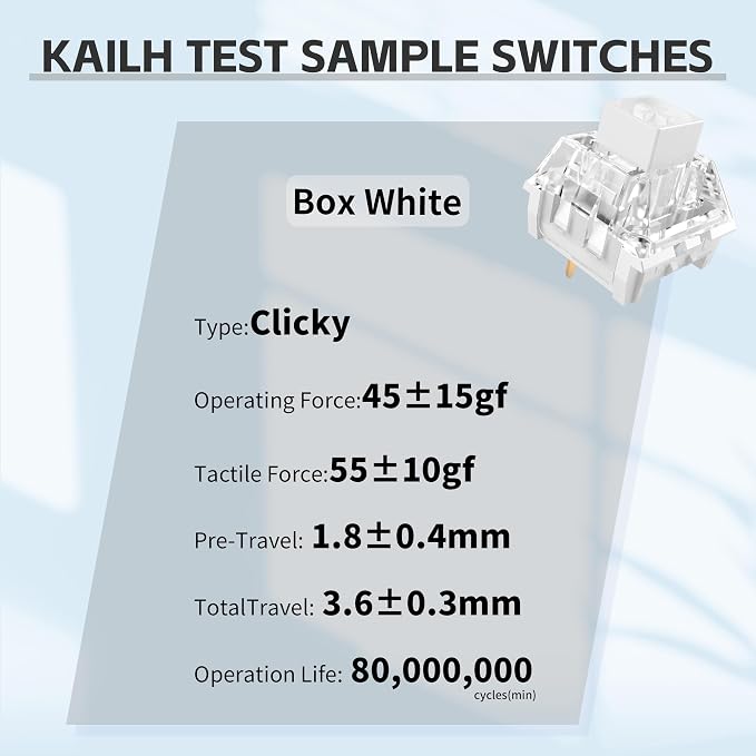 Outemu(Gaote) Crystal Blue Switches for MX Mechanical Gaming Keyboard,3-Pin 50gf Clicky/RGB/DIY Replaceable/Dustproof Switches(Blue,45pcs)