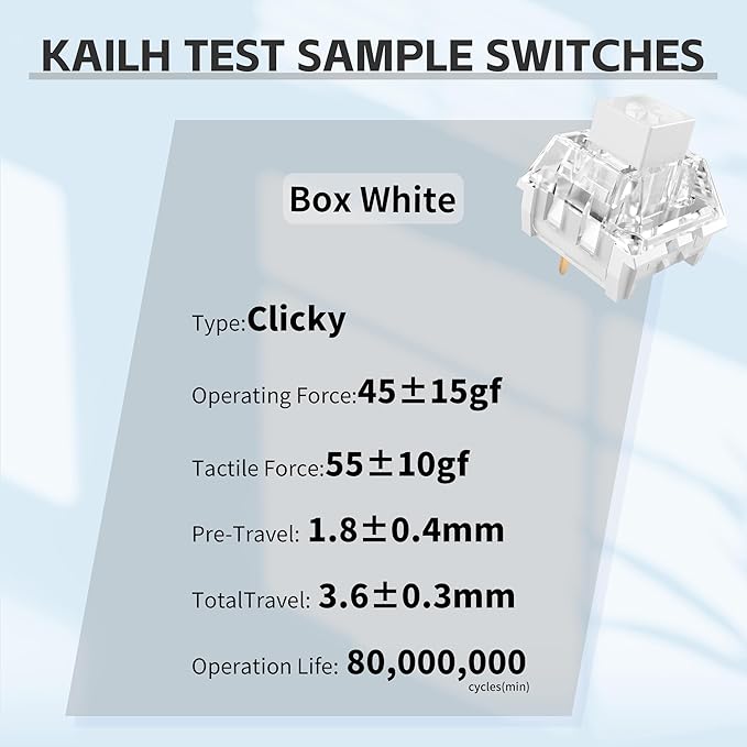 Outemu 45 Pcs Blue Mechanical Keyboard Switches,Including 1 Kailh Switch,3-Pin Pre-Lubricated Clicky Switches,Ideal Clickers for 3D Prints Replacement Parts and Mechanical Gaming Keyboards