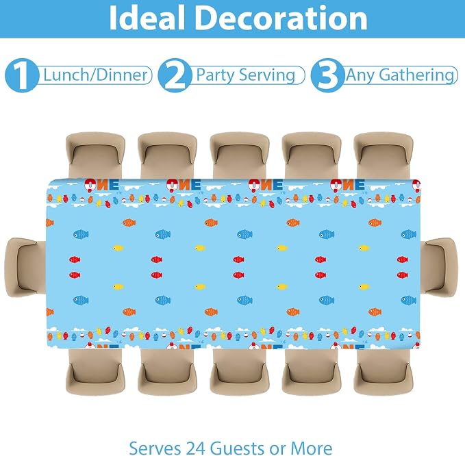 Ofishally One Birthday Party Supplies Serves 24 Gone Fishing 1st Party Paper Plates Napkins Little Fisherman Tablecloth Set Tableware Kit for Baby Shower Decorations Kids Boys Girls