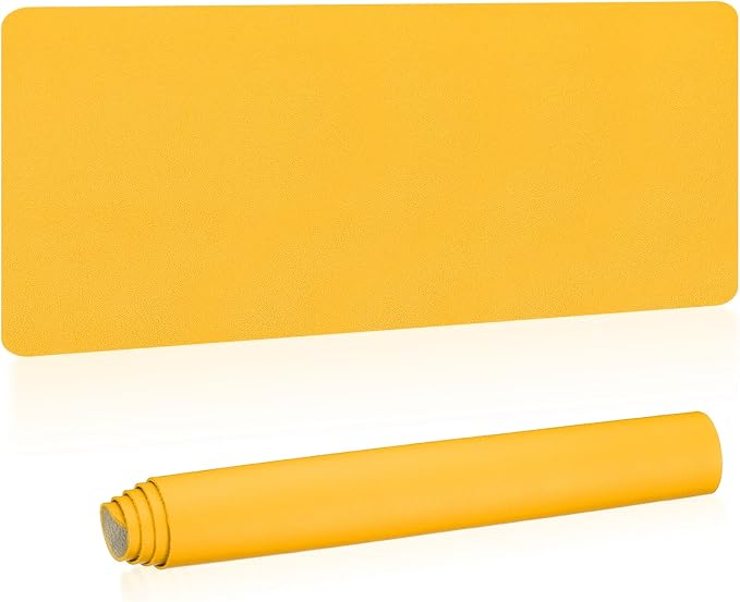 PATIKIL 48" x 17" Non-Slip Waterproof PU Leather Desk Pad Dual-Sided for Office & Home (Yellow)