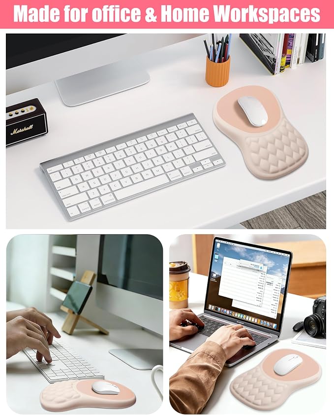 Ergonomic Mouse Pad with Wrist Rest, Slope Design Memory Foam Support, Smooth Lycra Surface, Non-Slip PU Base, Comfortable Mouse Mat for Office, Home, Computer Desk