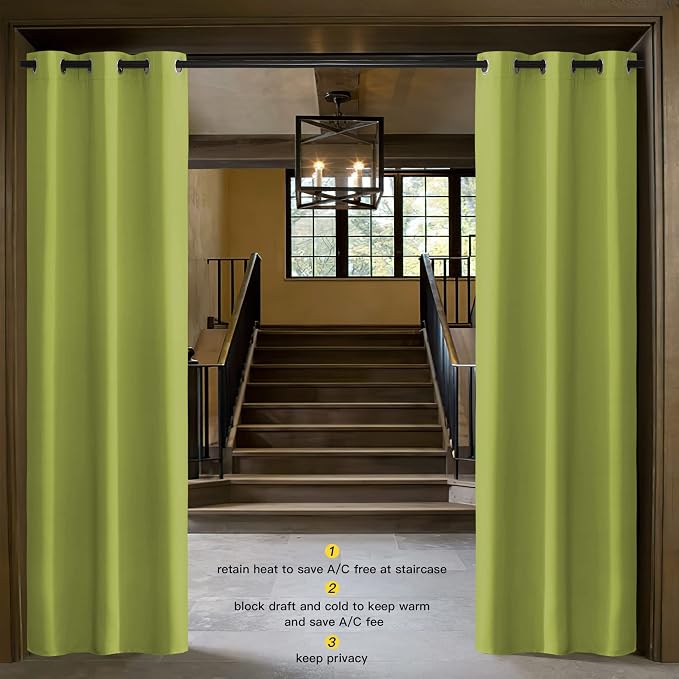 NICETOWN Green Curtain for Bedroom 84 inches Window Treatment Thermal Insulated Solid Grommet Blackout Drapery/Drape for Doors (1 Panel, 42 Wide by 84 Long, Fresh Green)