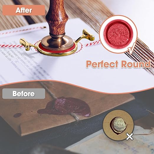 Yelsky Wax Seal Kit for 1.3 Inch Large Wax Seal Stamp, 2 Metal Molds with Round Flowers, for Gift Wrapping, Envelopes, Wedding Invitations, Wine Packaging, Greeting Cards, Documents