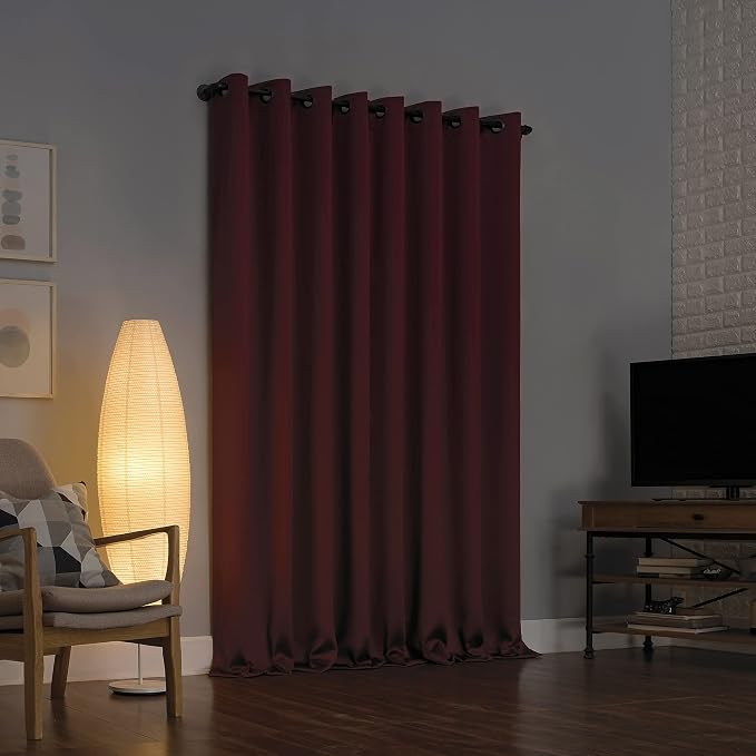 Sun Zero Nordic 2-pack Theater Grade Extreme 100% Blackout Grommet Curtain Panel Pair, 52" x 96", Wine