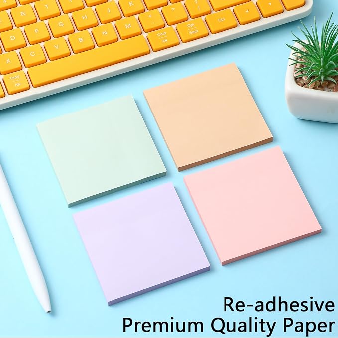 Thenshop 12 Pads Morandi Pastels Sticky Notes 3''x3'', Self Stick Notes Pads Morandi Pastels Office Supplies, Vintage Aesthetic School Accessories 50 Sheets/pad