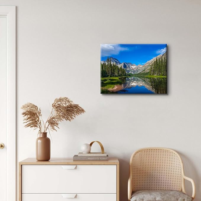 Colorado Wall Art Banff Mountain Picture Wall Decor Canvas Prints for Living Room National Park Scenery Poster Photography 12x16", Pine Tree Forest Lake Landscape Painting Artwork Home Decorations
