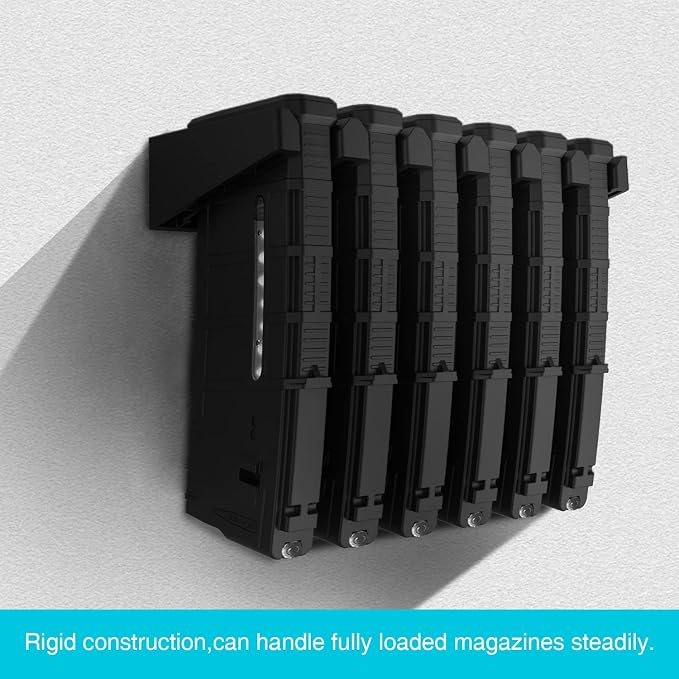 Solid ABS 6-Slot PMAG Wall Mount & Magazine Rack | Standard Capacity Mag Holder, Home Tactical Storage, Heavy Duty Display Stand, Room Organizer
