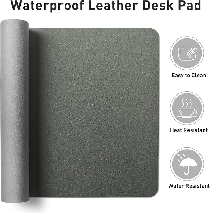 Bloss Leather Desk Pad Protector, Large Mouse Pad, Office Desk Mat, Non-Slip PU Leather Desk Blotter, Laptop Desk Pad, Waterproof Desk Writing Pad for Office and Home (Jungle Green, 31.5" x 15.7")