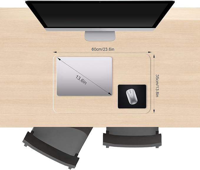 Clear Desk Mat, Non-Slip PVC Desk Protector Mat (23.6"*13.8") | Desk Mat with Round Edge, Heat Resistant & Waterproof Clear Desk Writing Mat for Home and Office